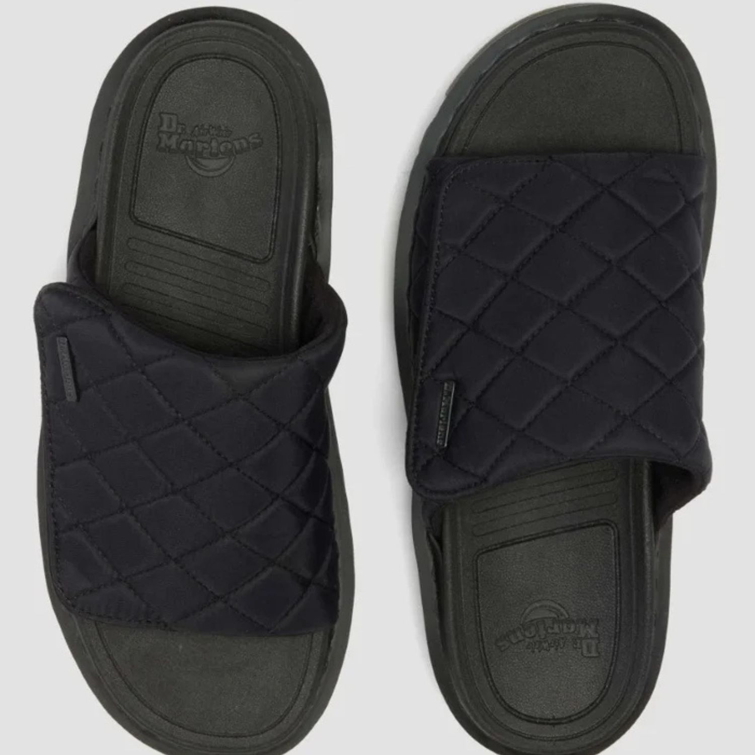DR MARTENS ZEBZAG QUILTED CANVAS SLIDE- BLACK ECONYL WOVEN WR
