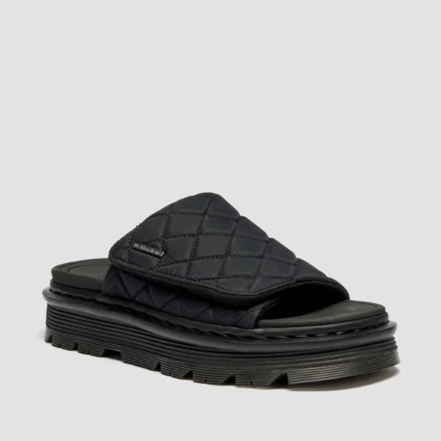 DR MARTENS ZEBZAG QUILTED CANVAS SLIDE- BLACK ECONYL WOVEN WR