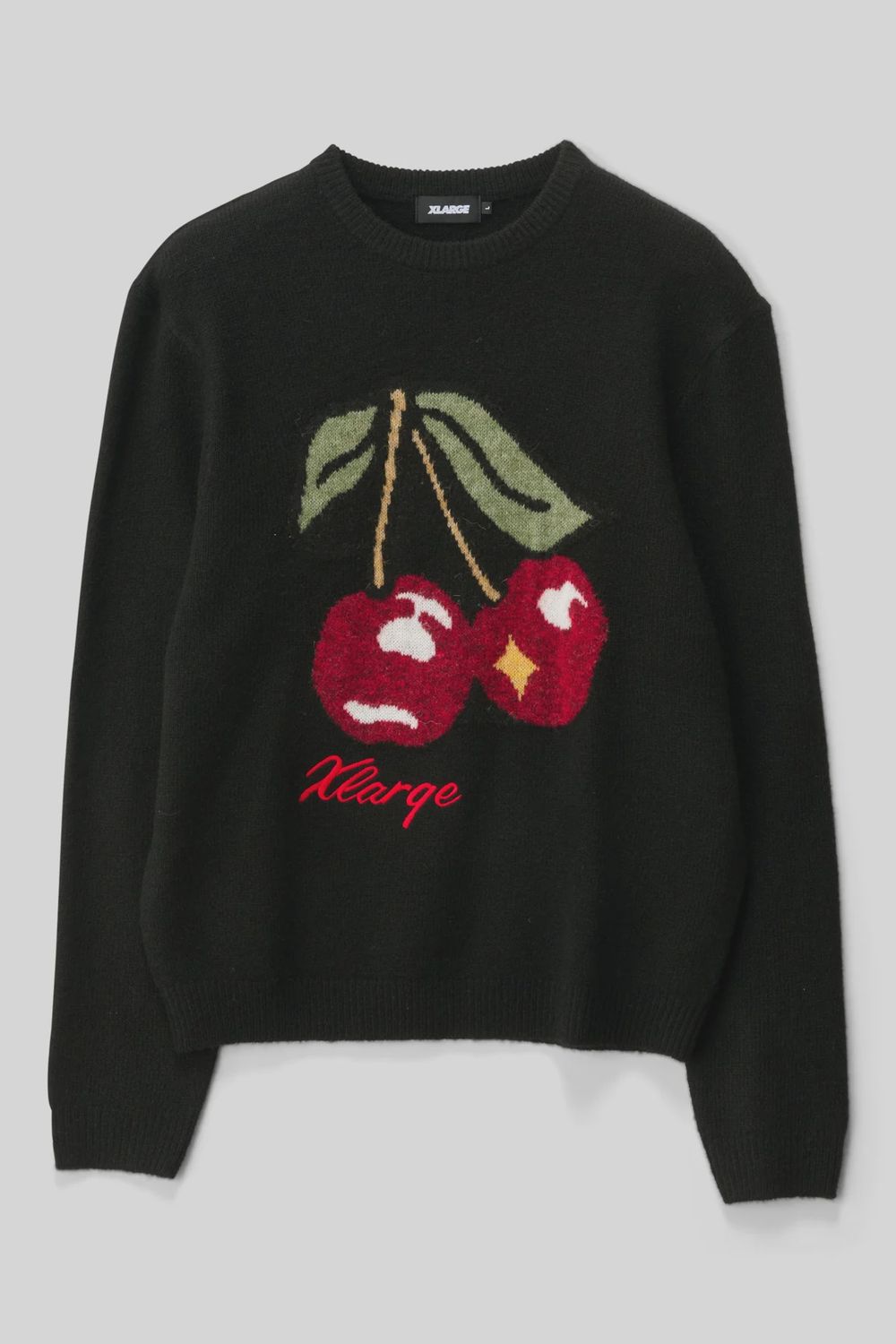 X LARGE MENS CHERRY KNIT SWEATER - BLACK