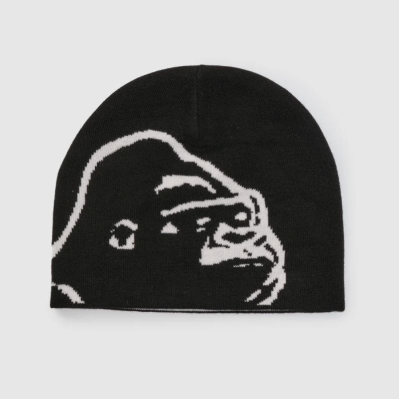 X LARGE MENS GORILLA SKULL CAP - BLACK