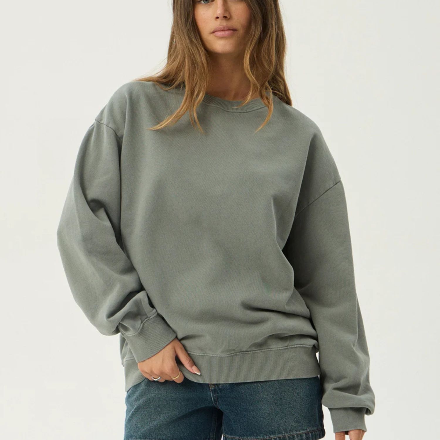 AFENDS MENS GENESIS - CREW NECK - WASHED SYCAMORE