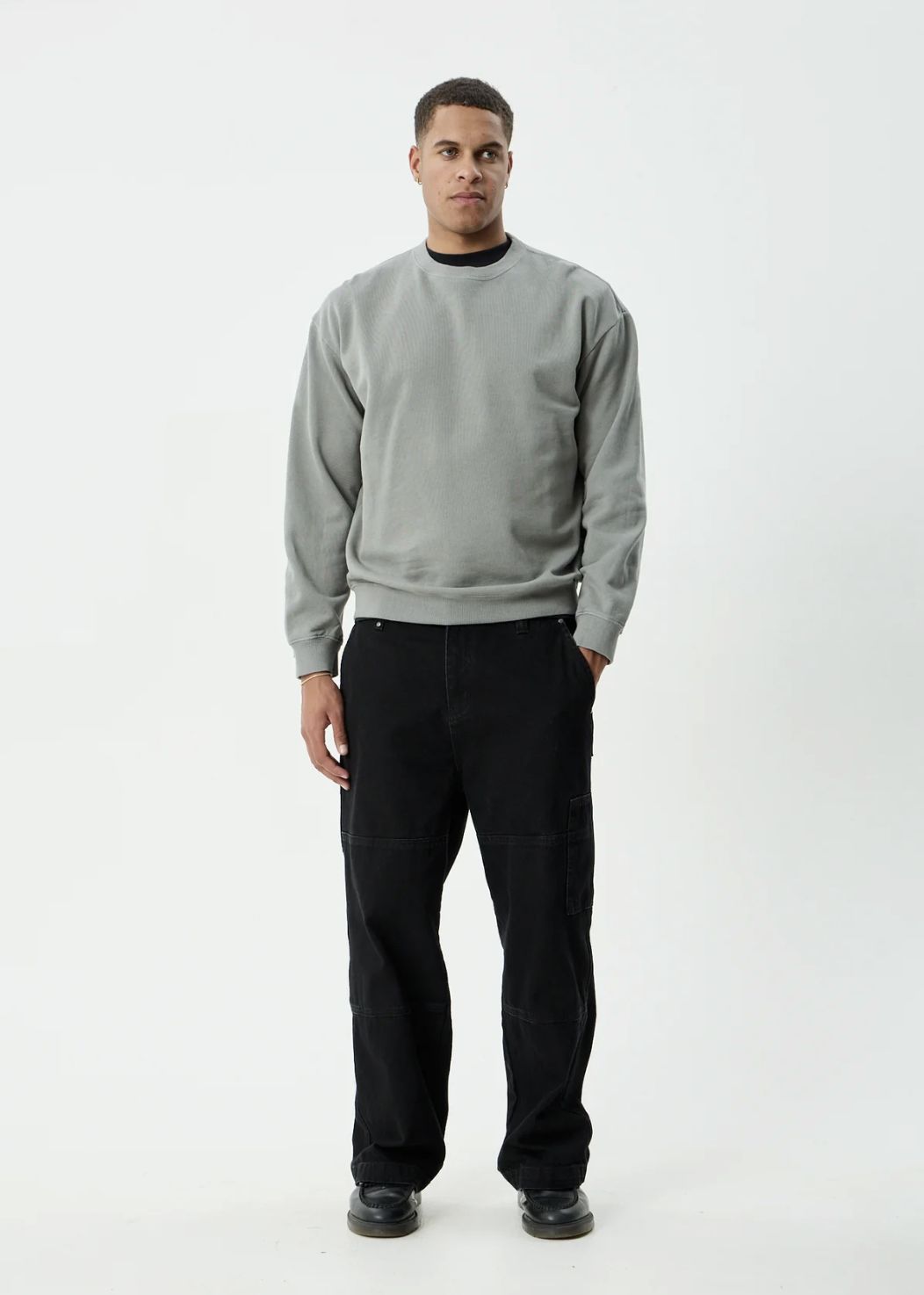 AFENDS MENS GENESIS - CREW NECK - WASHED SYCAMORE