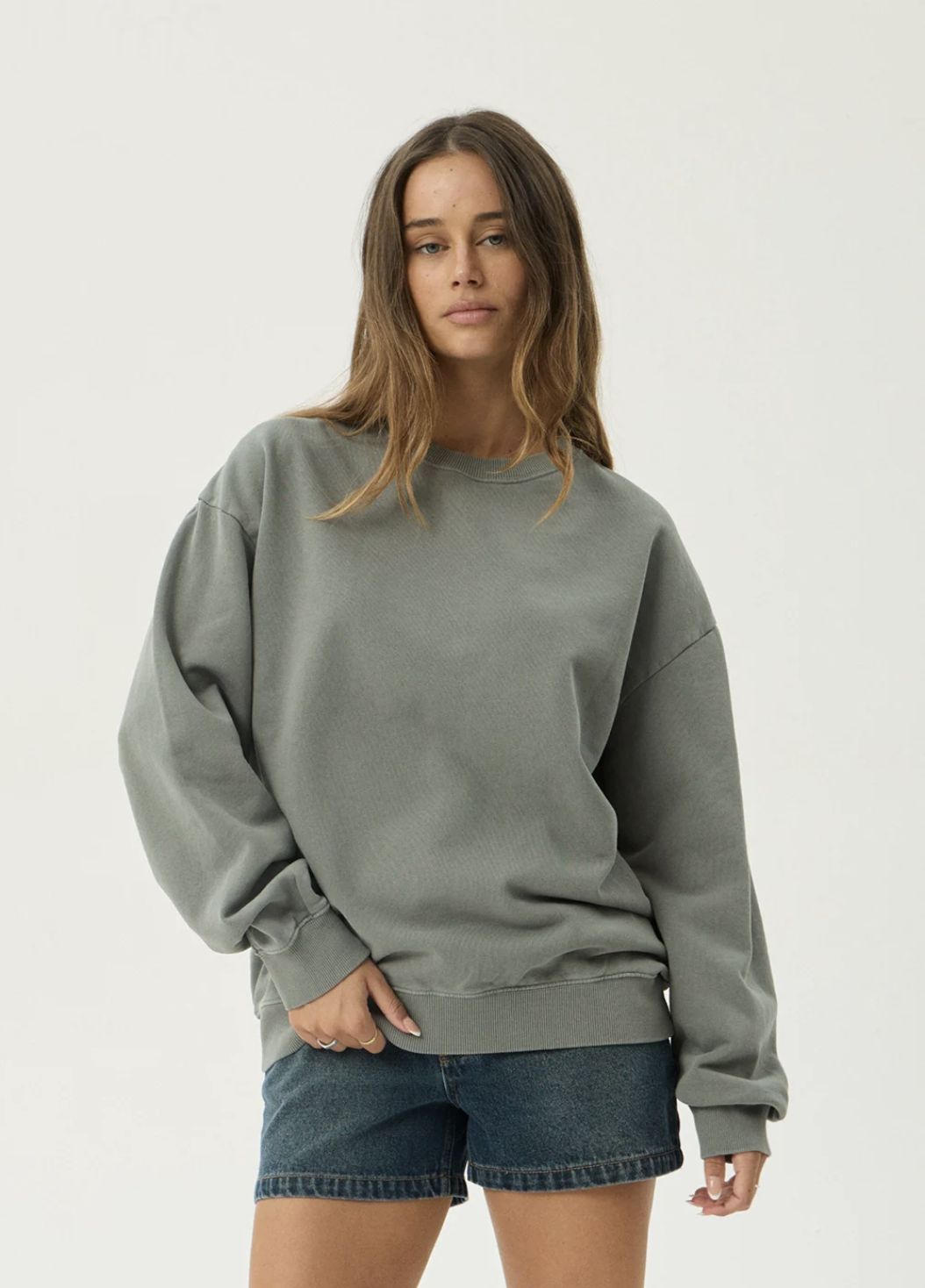 AFENDS MENS GENESIS - CREW NECK - WASHED SYCAMORE