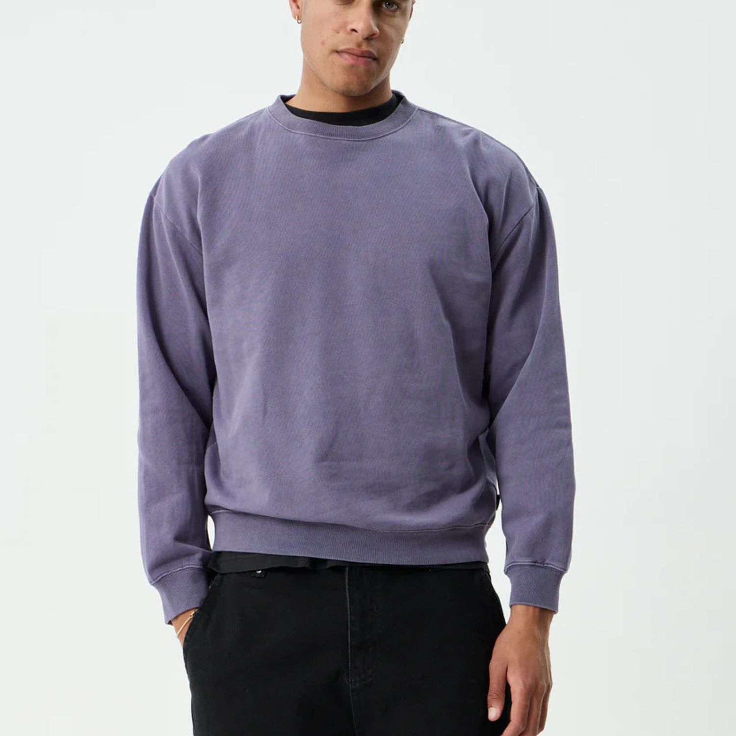 AFENDS MENS GENESIS - CREW NECK - VINTAGE AUBERGINE