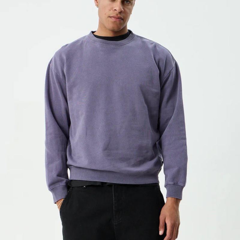 AFENDS MENS GENESIS - CREW NECK - VINTAGE AUBERGINE
