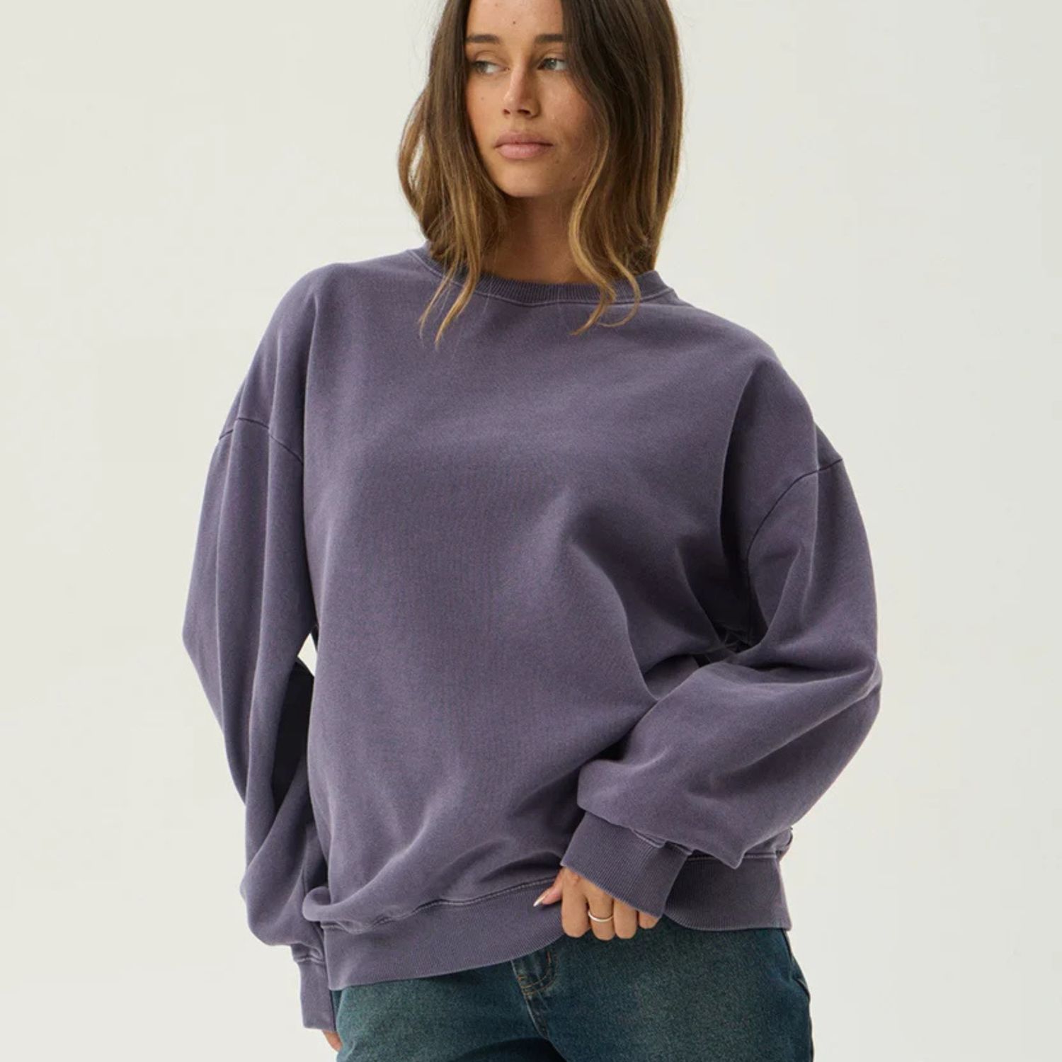 AFENDS MENS GENESIS - CREW NECK - VINTAGE AUBERGINE