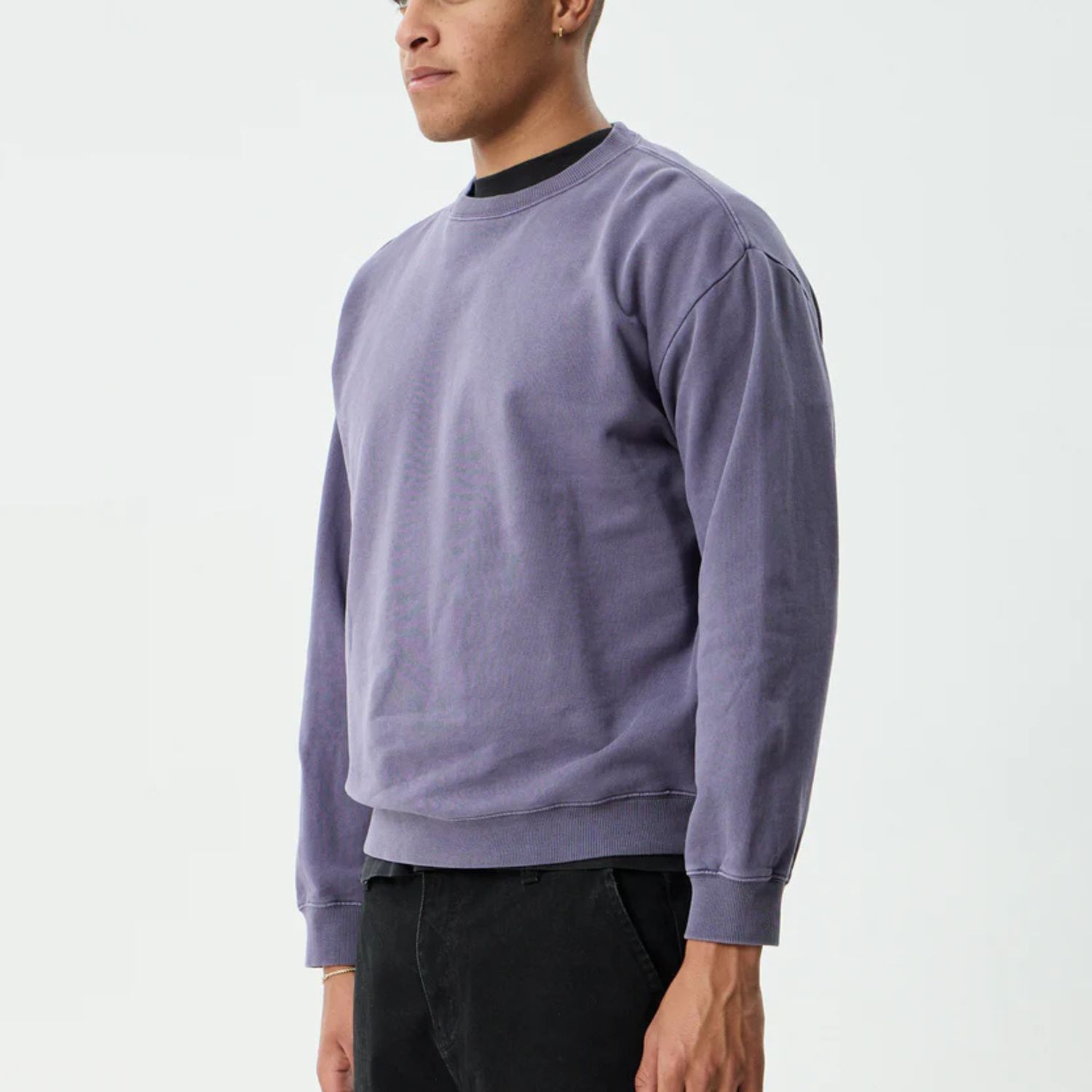 AFENDS MENS GENESIS - CREW NECK - VINTAGE AUBERGINE