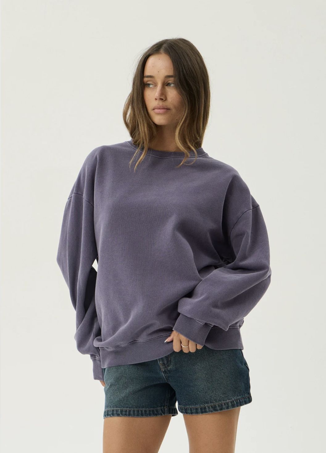 AFENDS MENS GENESIS - CREW NECK - VINTAGE AUBERGINE
