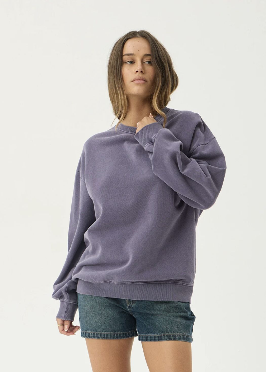 AFENDS MENS GENESIS - CREW NECK - VINTAGE AUBERGINE