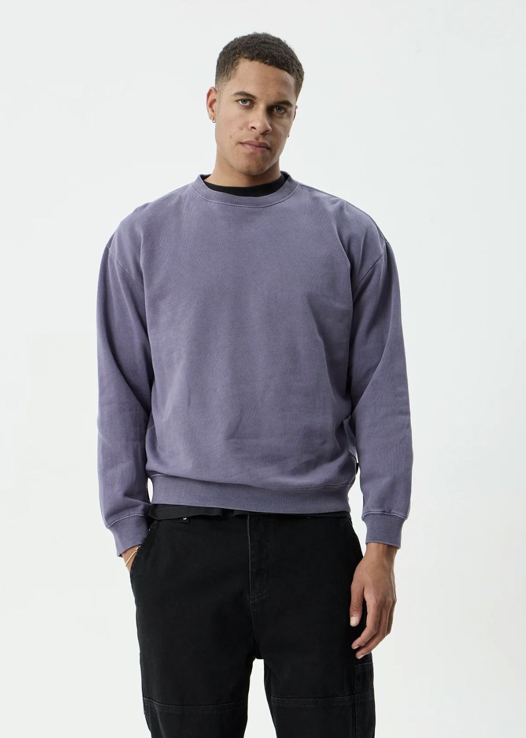 AFENDS MENS GENESIS - CREW NECK - VINTAGE AUBERGINE