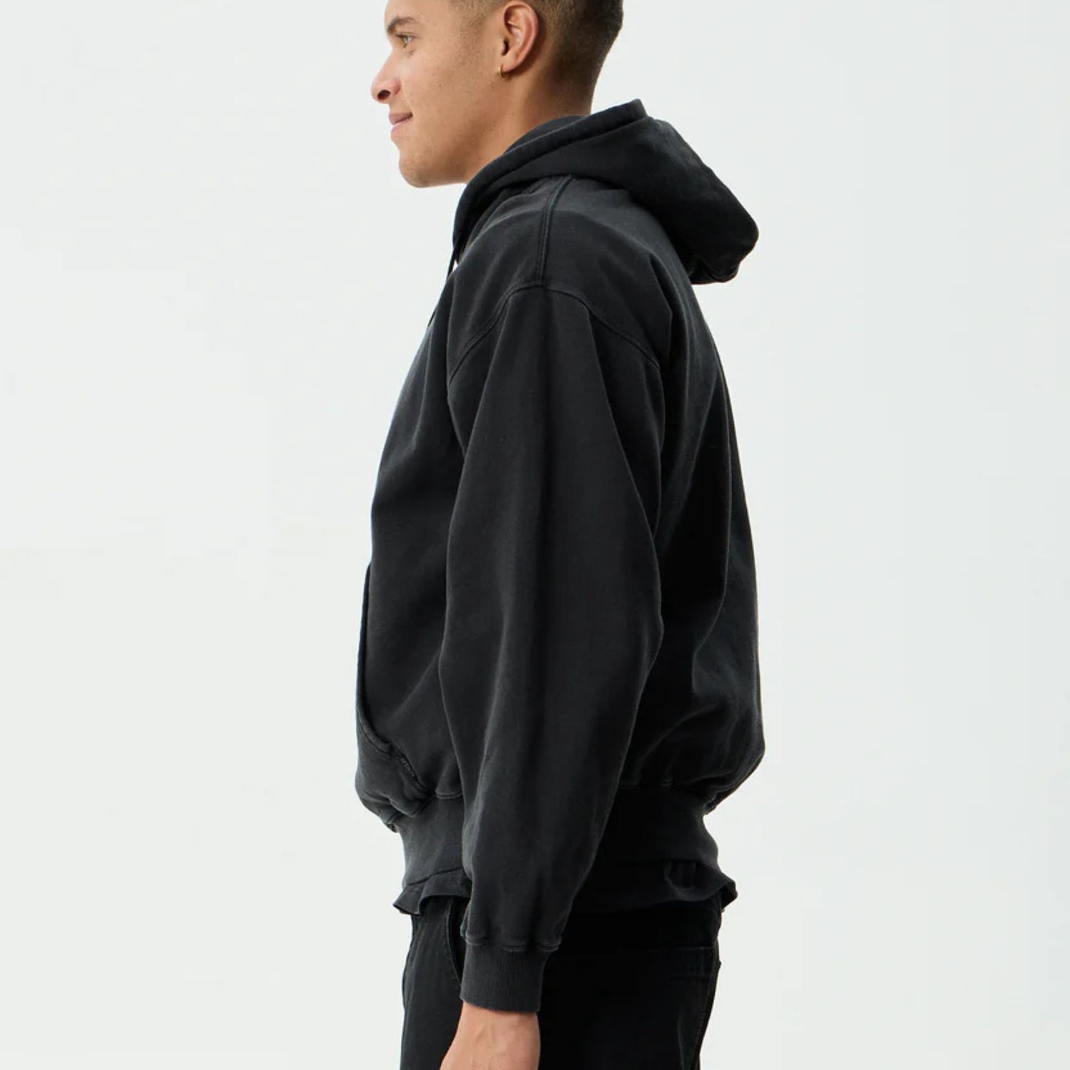 AFENDS MENS GENESIS - BOXY PULL ON HOOD - STONE BLACK