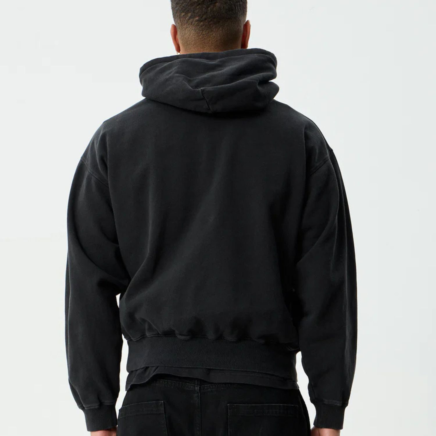 AFENDS MENS GENESIS - BOXY PULL ON HOOD - STONE BLACK