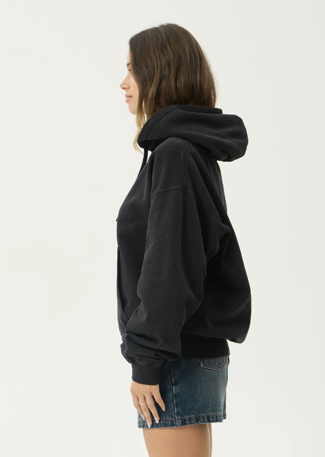 AFENDS MENS GENESIS - BOXY PULL ON HOOD - STONE BLACK