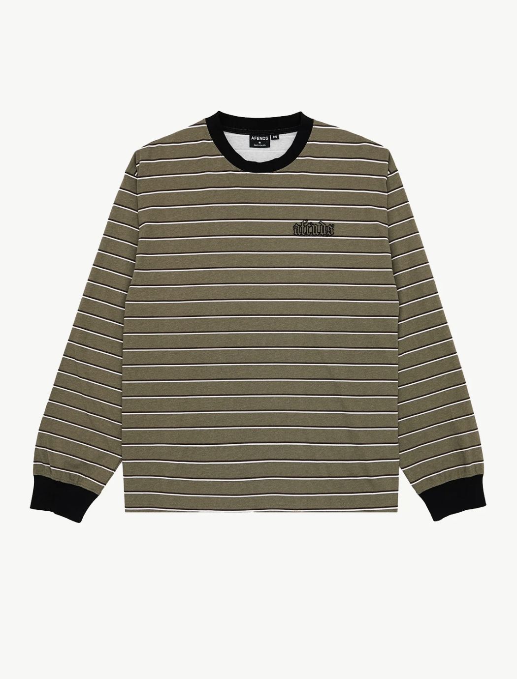 AFENDS MENS ALTITUDE - BOXY LONG SLEEVE TEE - STONE STRIPE