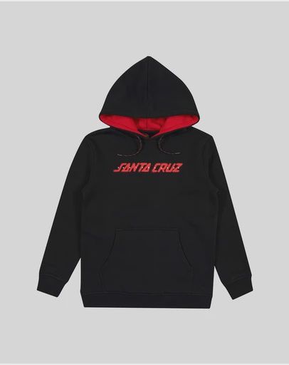 SANTA CRUZ BOYS SPRAY STRIP FRONT HOODIE - BLACK