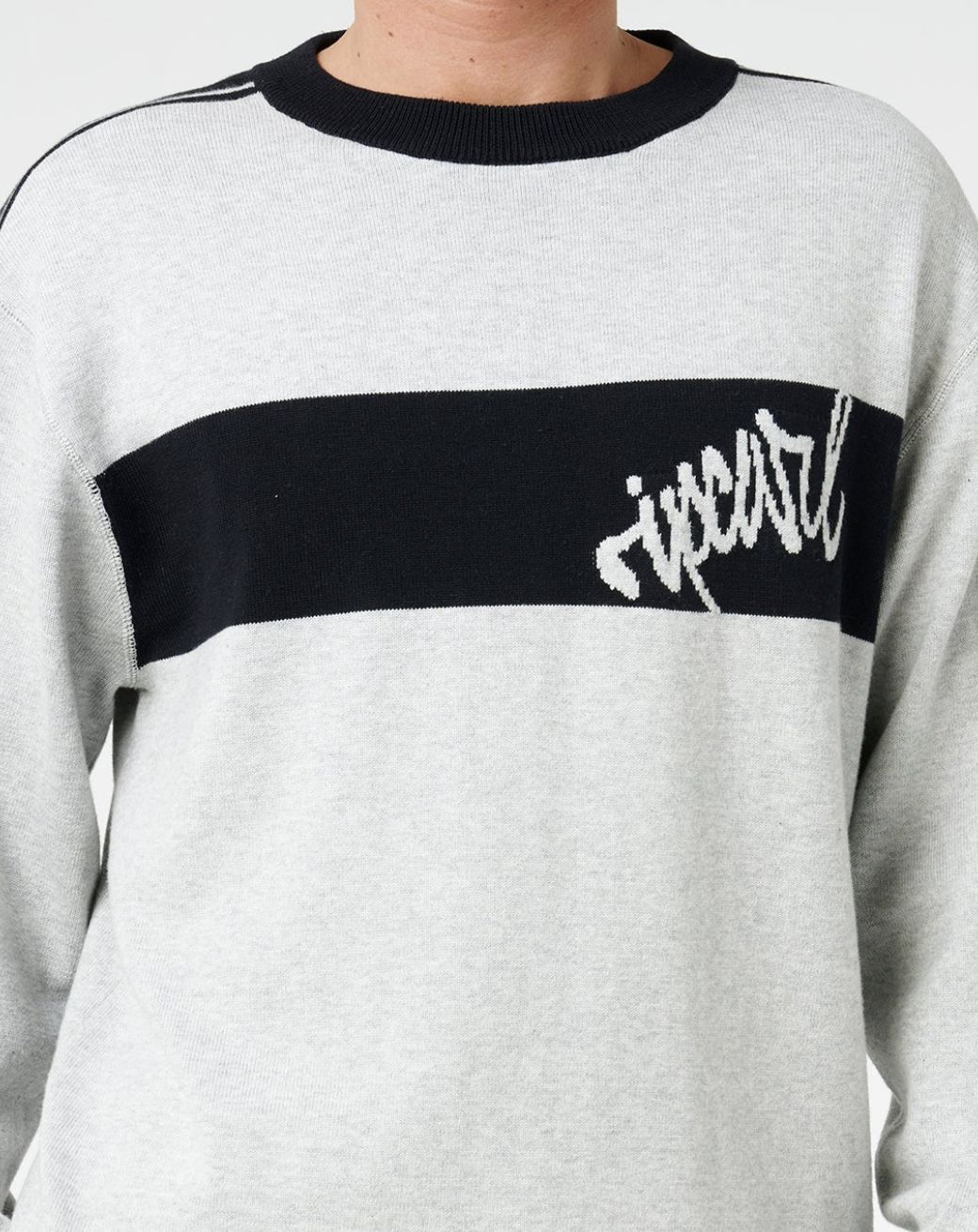 RIPCURL MENS PANEL BEATER KNIT CREW - GREY MARLE