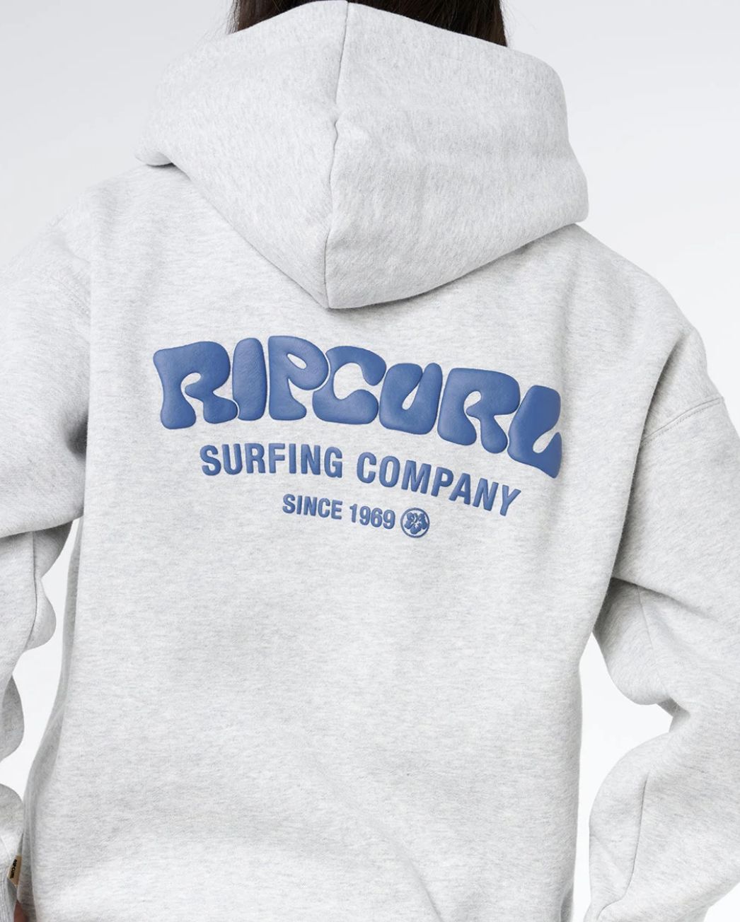 RIPCURL WOMENS SURF PUFF HERITAGE HOOD - GREY MARLE/NAVY