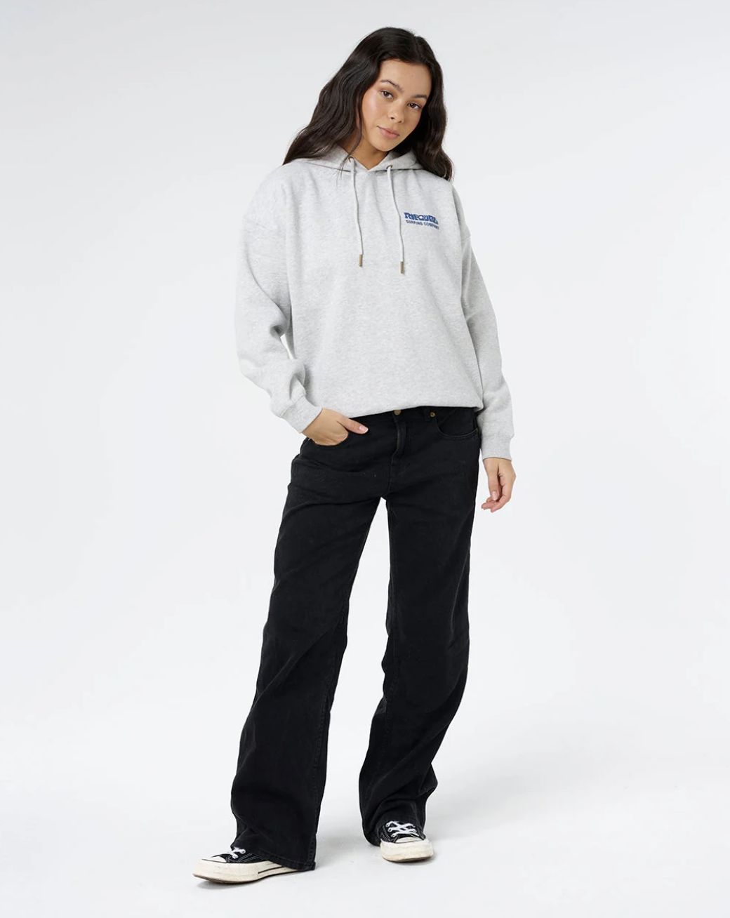 RIPCURL WOMENS SURF PUFF HERITAGE HOOD - GREY MARLE/NAVY