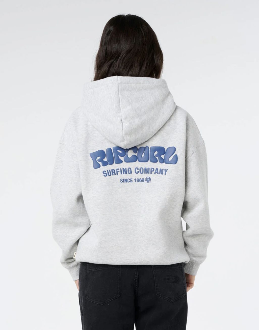 RIPCURL WOMENS SURF PUFF HERITAGE HOOD - GREY MARLE/NAVY