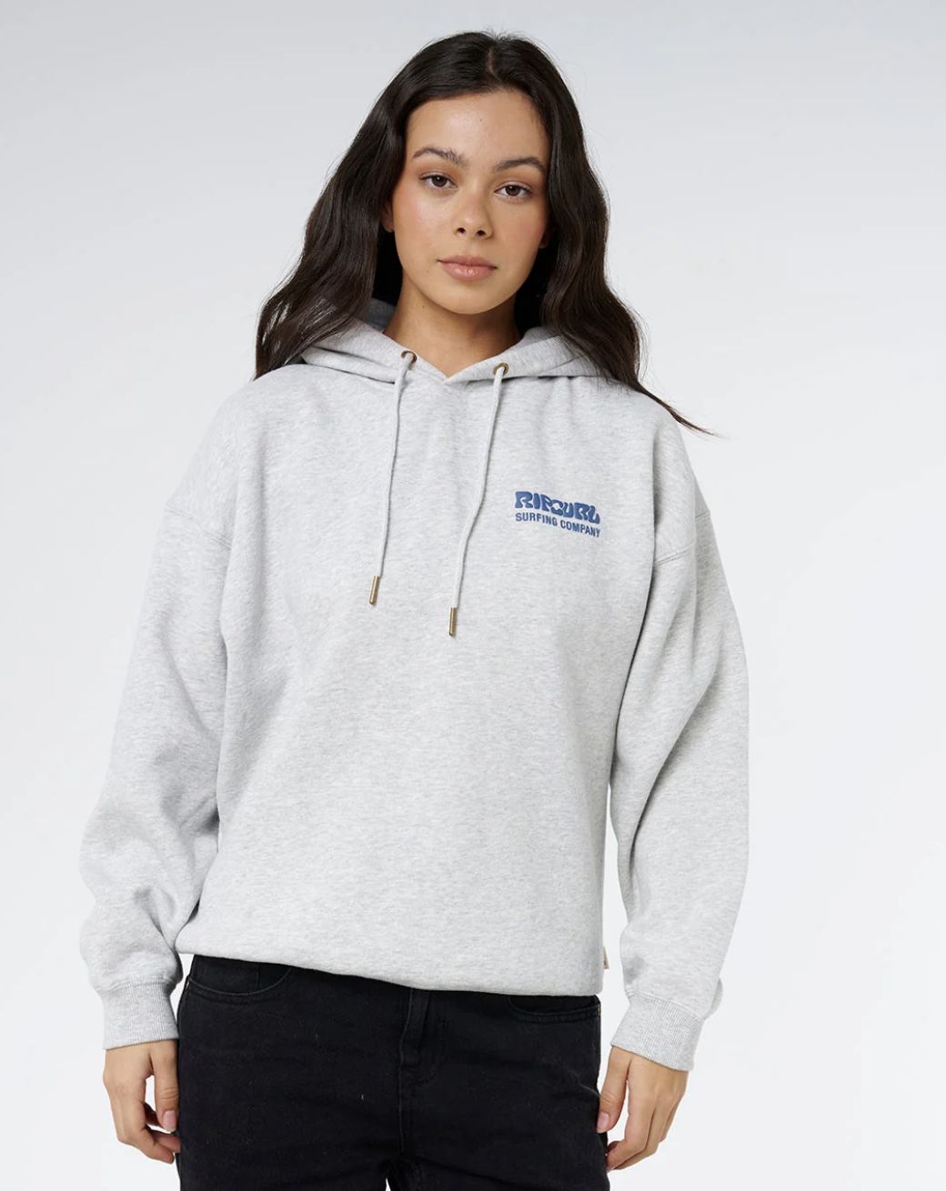 RIPCURL WOMENS SURF PUFF HERITAGE HOOD - GREY MARLE/NAVY