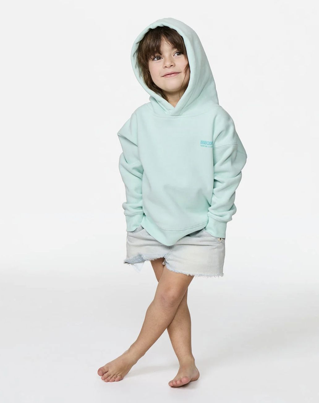 RIPCURL TODDLER GIRLS SURF PUFF HERITAGE HOOD - LIGHT SEA BLUE