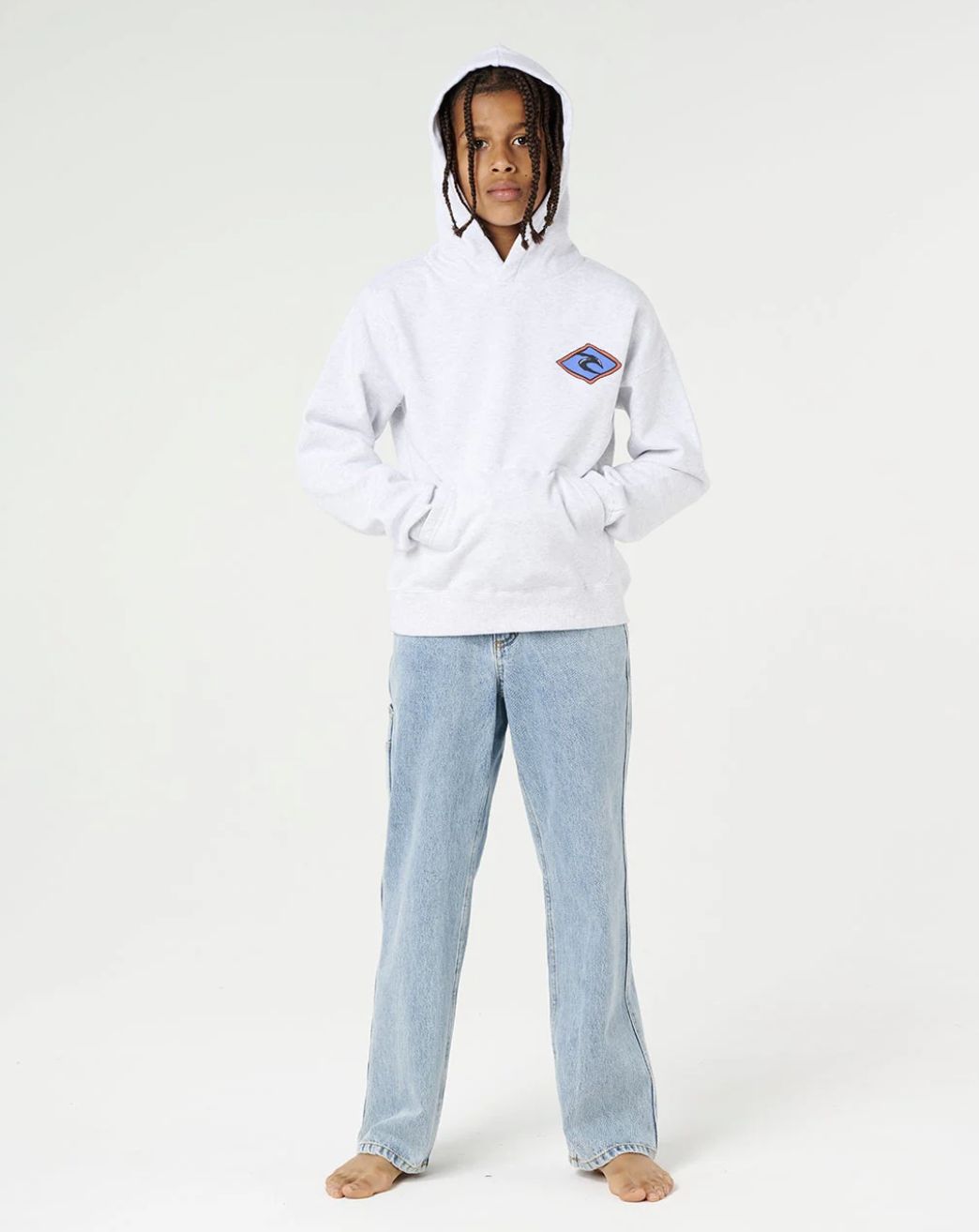 RIPCURL TEEN BOYS SUNSET SESH ART HOOD - LIGHT GREY HEATHER