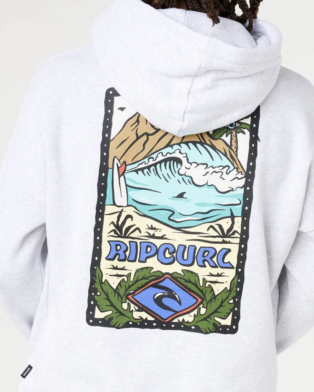 RIPCURL TEEN BOYS SUNSET SESH ART HOOD - LIGHT GREY HEATHER