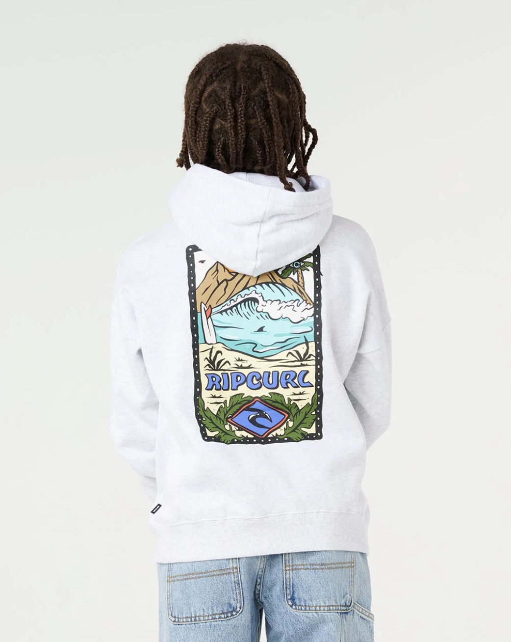 RIPCURL TEEN BOYS SUNSET SESH ART HOOD - LIGHT GREY HEATHER