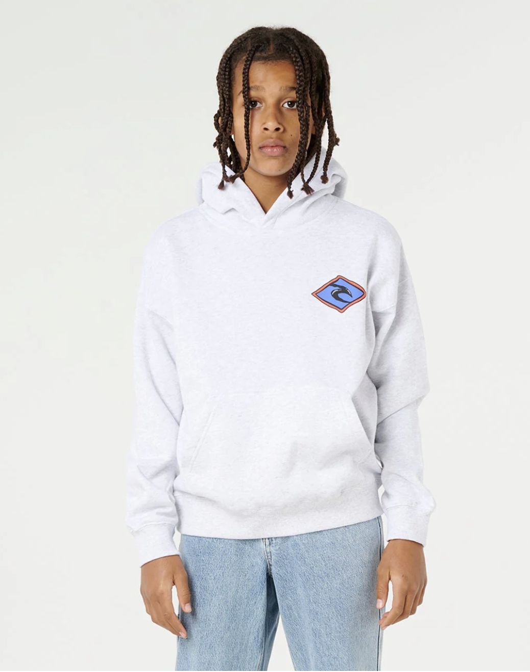 RIPCURL TEEN BOYS SUNSET SESH ART HOOD - LIGHT GREY HEATHER