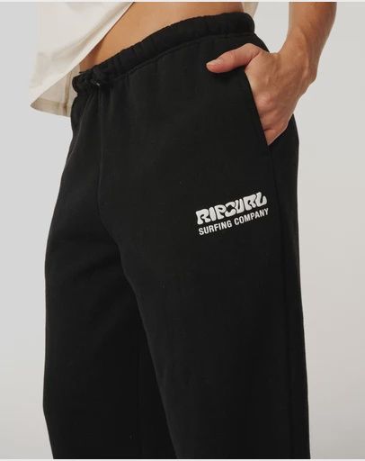 RIPCURL WOMENS SURF PUFF WIDE LEG TRACKPANT - WASHED BLACK