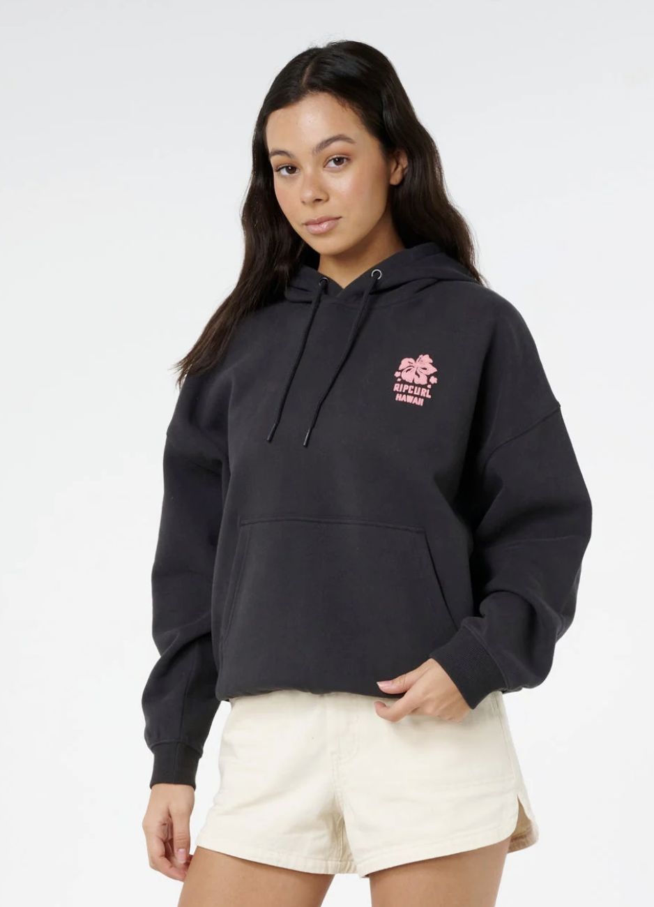 RIPCURL WOMENS SURF PUFF HERITAGE HOOD P/P - WASHED BLACK