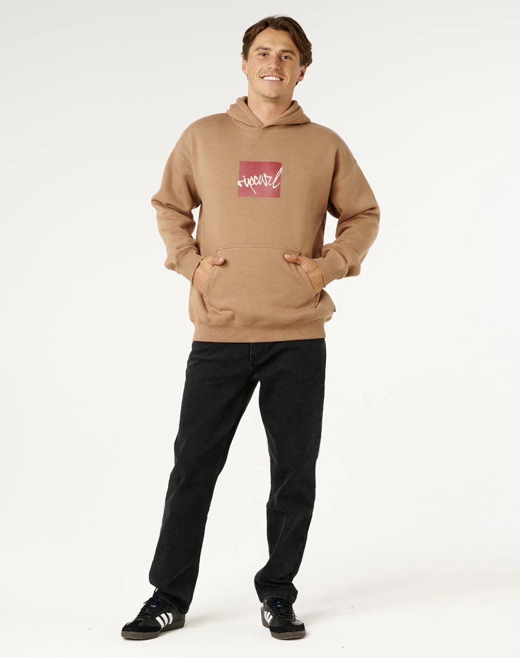 RIPCURL MENS RIP SCRIPT ICON HOOD - MOCHA