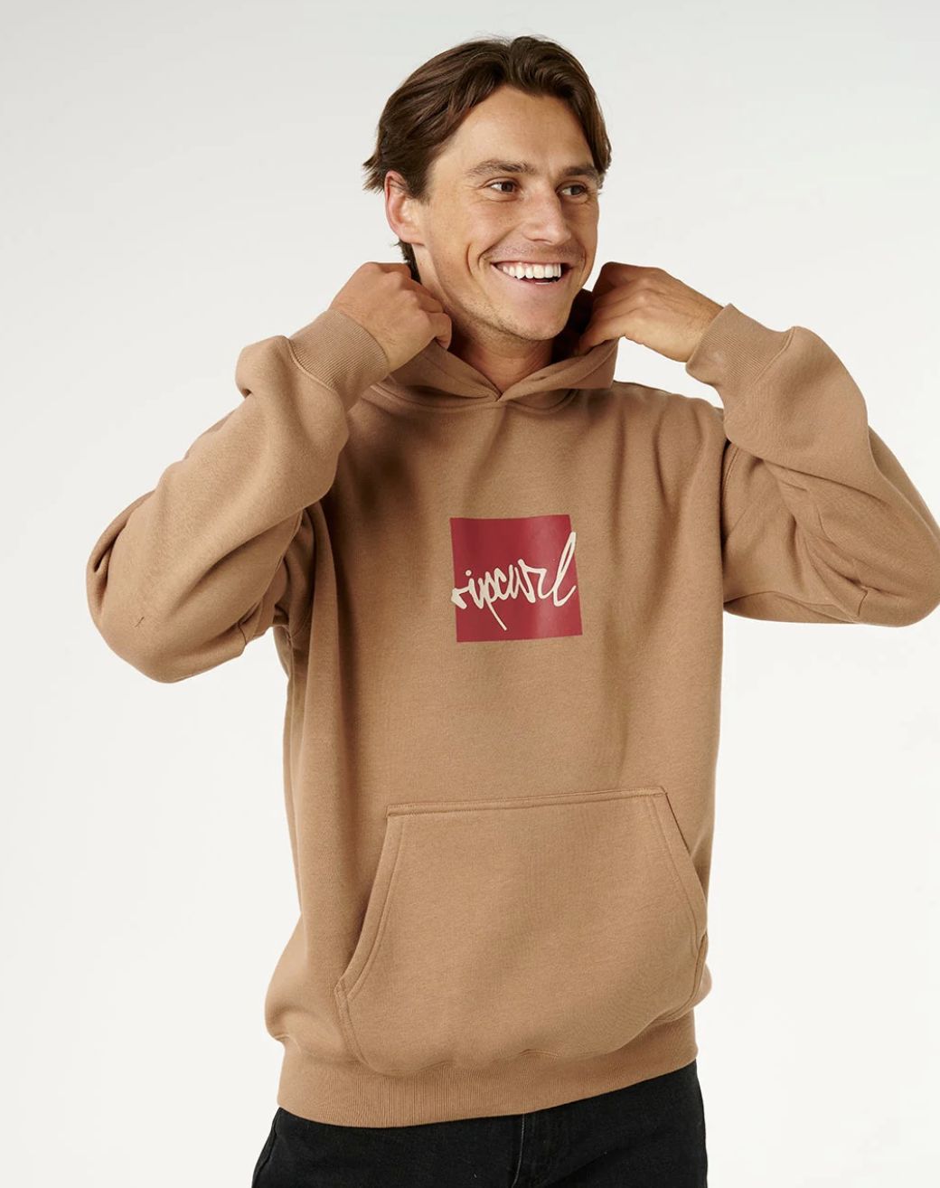RIPCURL MENS RIP SCRIPT ICON HOOD - MOCHA