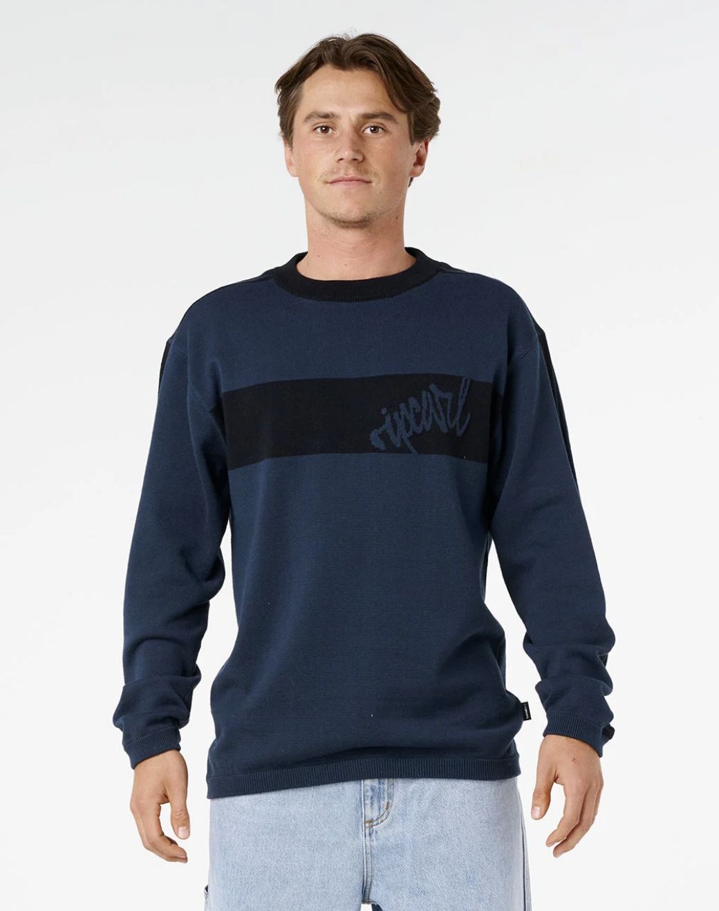 RIPCURL MENS PANEL BEATER KNIT CREW - DARK NAVY