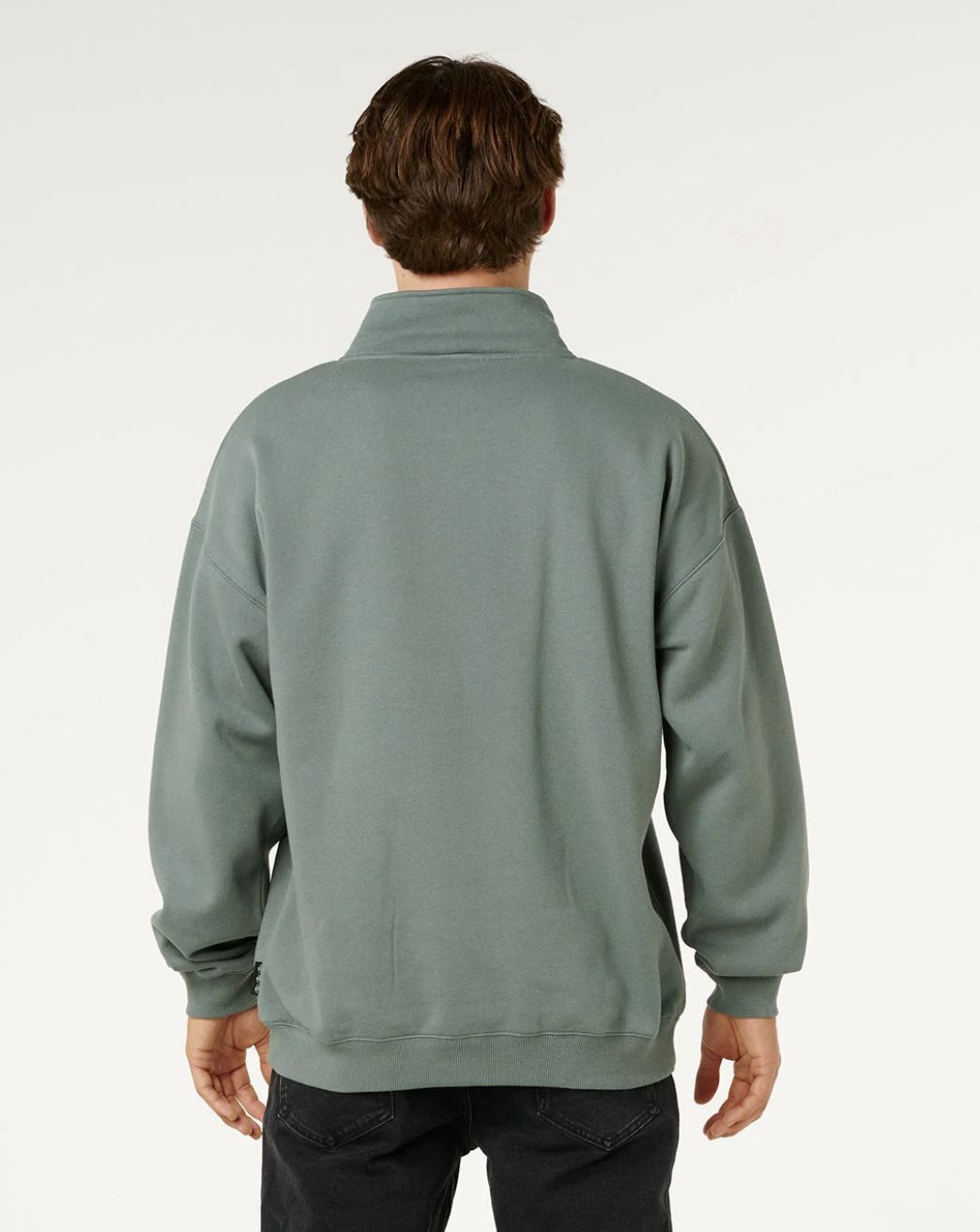 RIPCURL MENS PILL ICON 1/4 ZIP CREW - MOSS