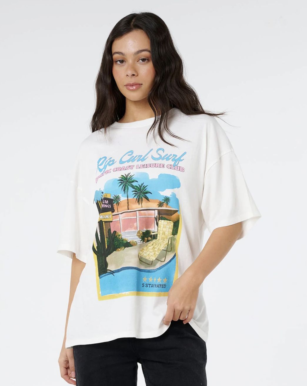 RIPCURL WOMENS 5 STAR HERITAGE TEE - BONE