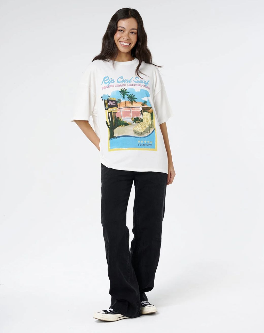 RIPCURL WOMENS 5 STAR HERITAGE TEE - BONE