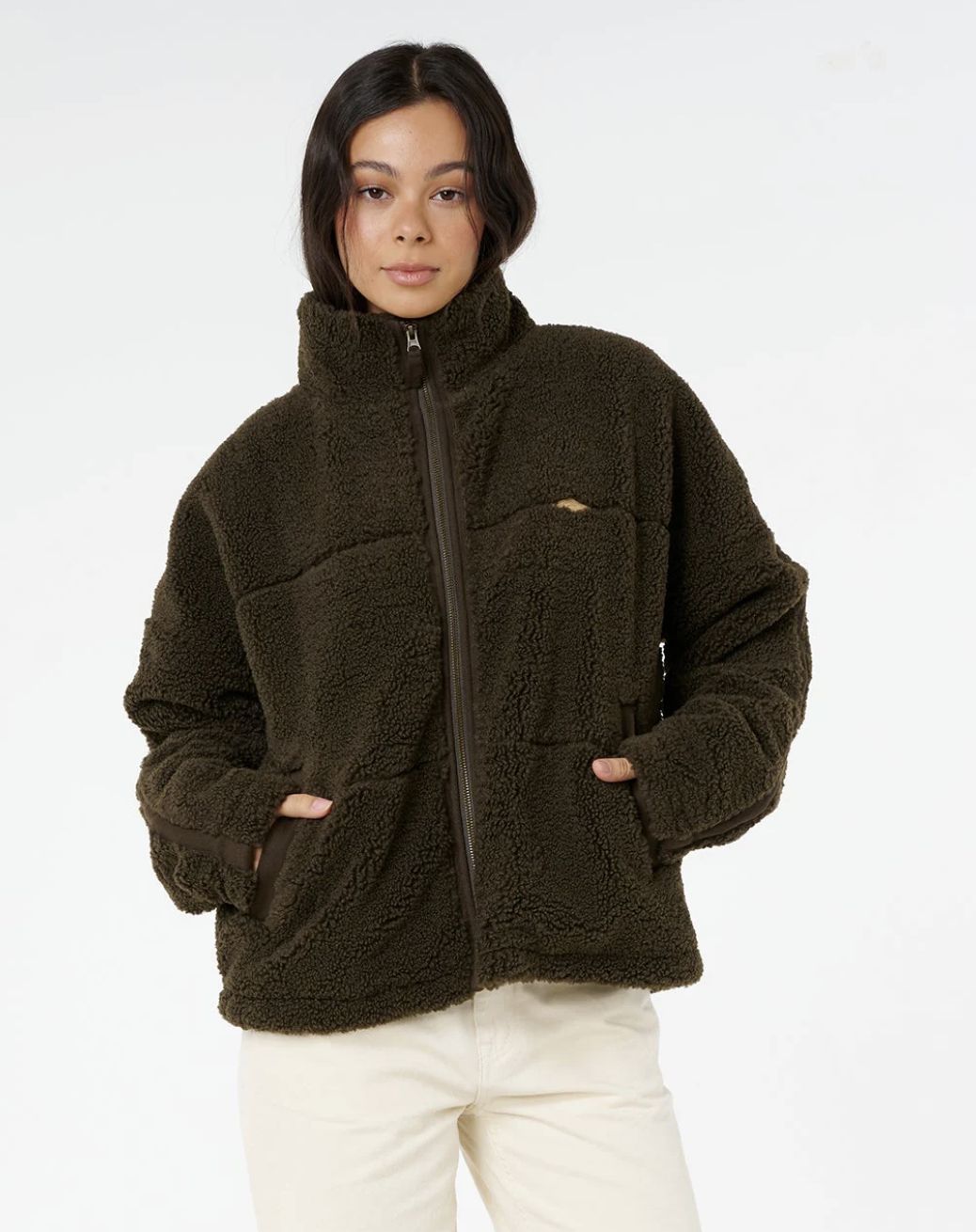 RIPCURL WOMENS CALA NIGHTS SHERPA JACKET - BLACK OLIVE