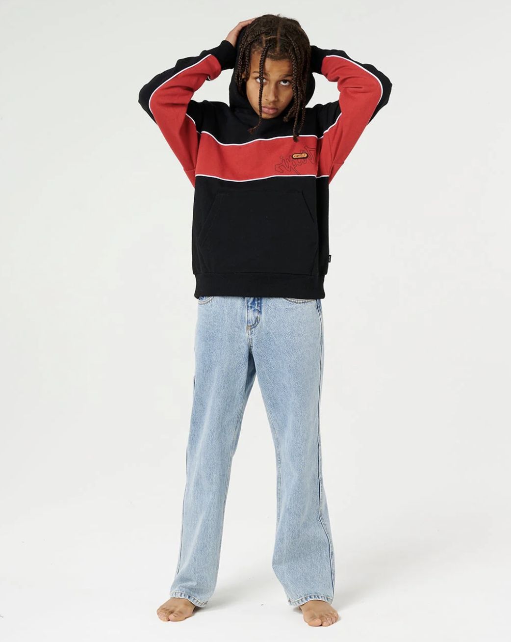 RIPCURL TEEN BOYS PANEL BEATER FLEECE - BLACK