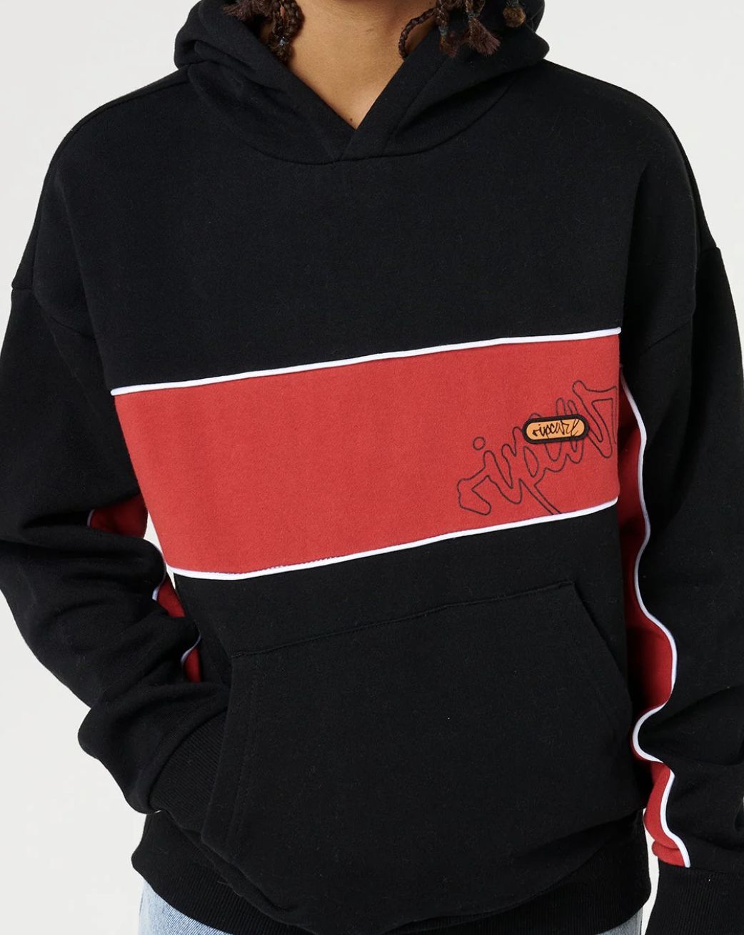 RIPCURL TEEN BOYS PANEL BEATER FLEECE - BLACK