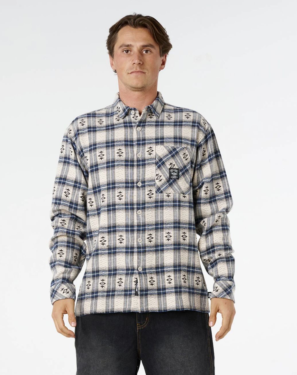 RIPCURL MENS LIQUID TRIPS FLANNEL - BONE