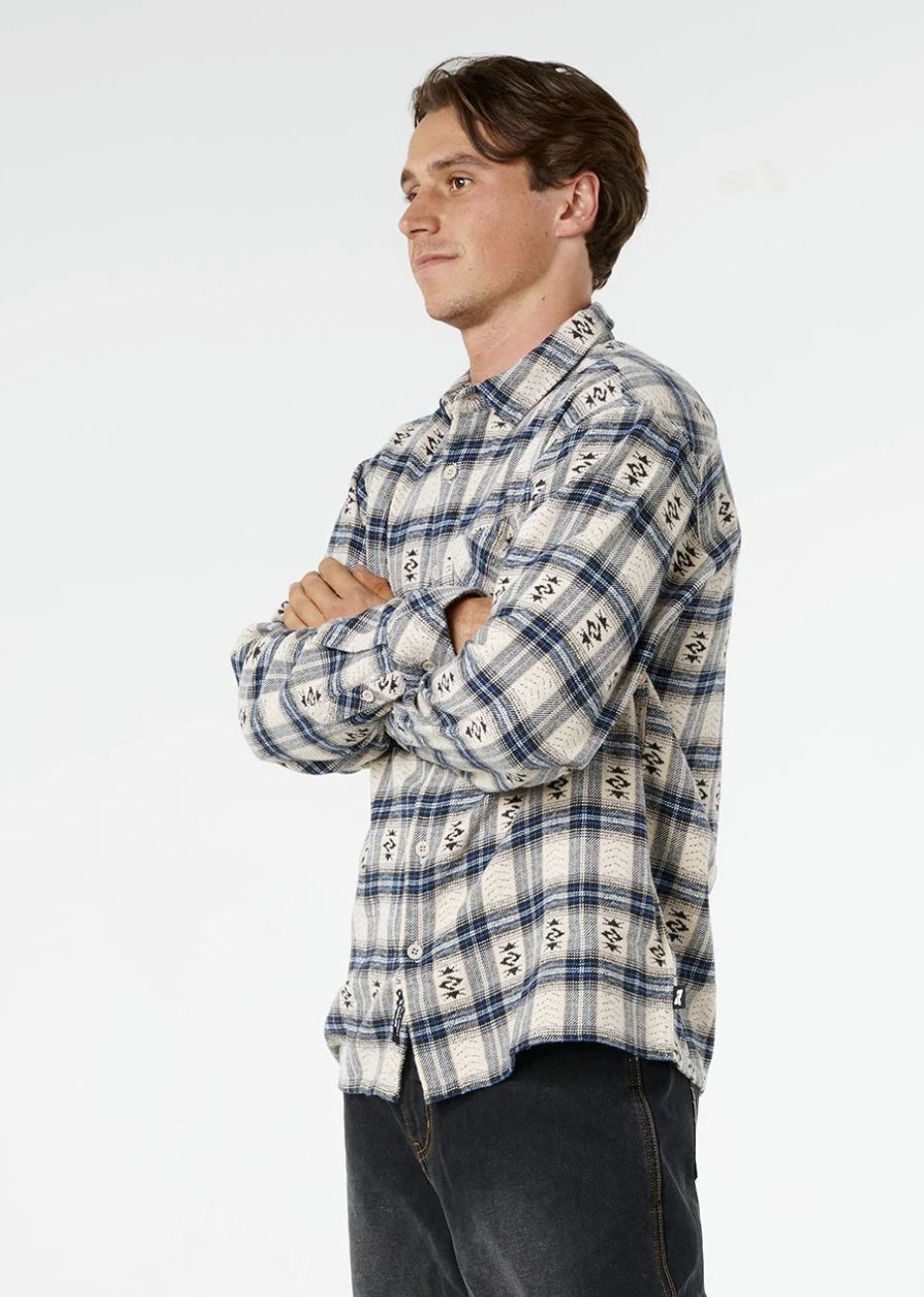RIPCURL MENS LIQUID TRIPS FLANNEL - BONE