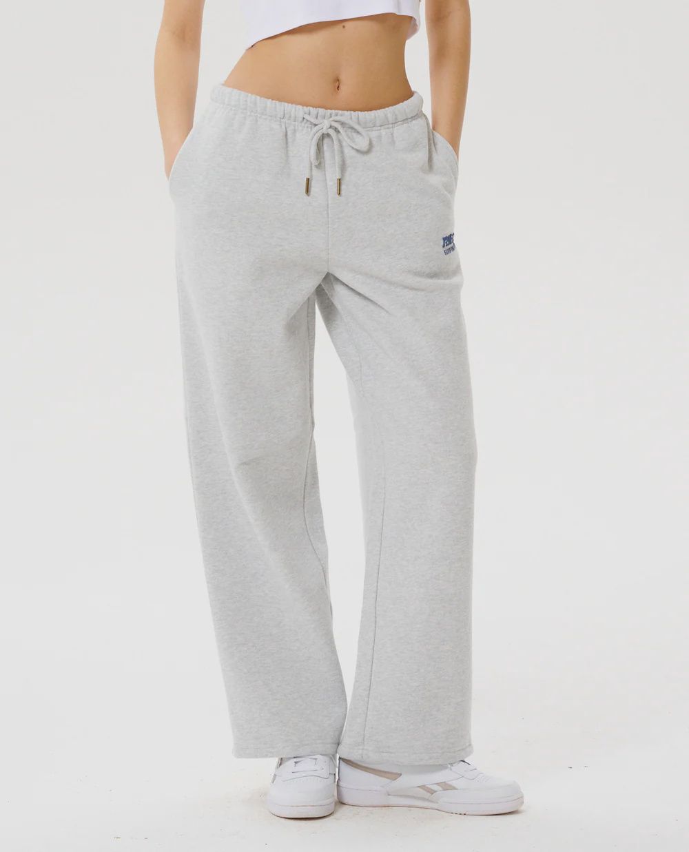 RIPCURL WOMENS SURF PUFF WIDE LEG TRACKPANT - GREY MARLE/NAVY