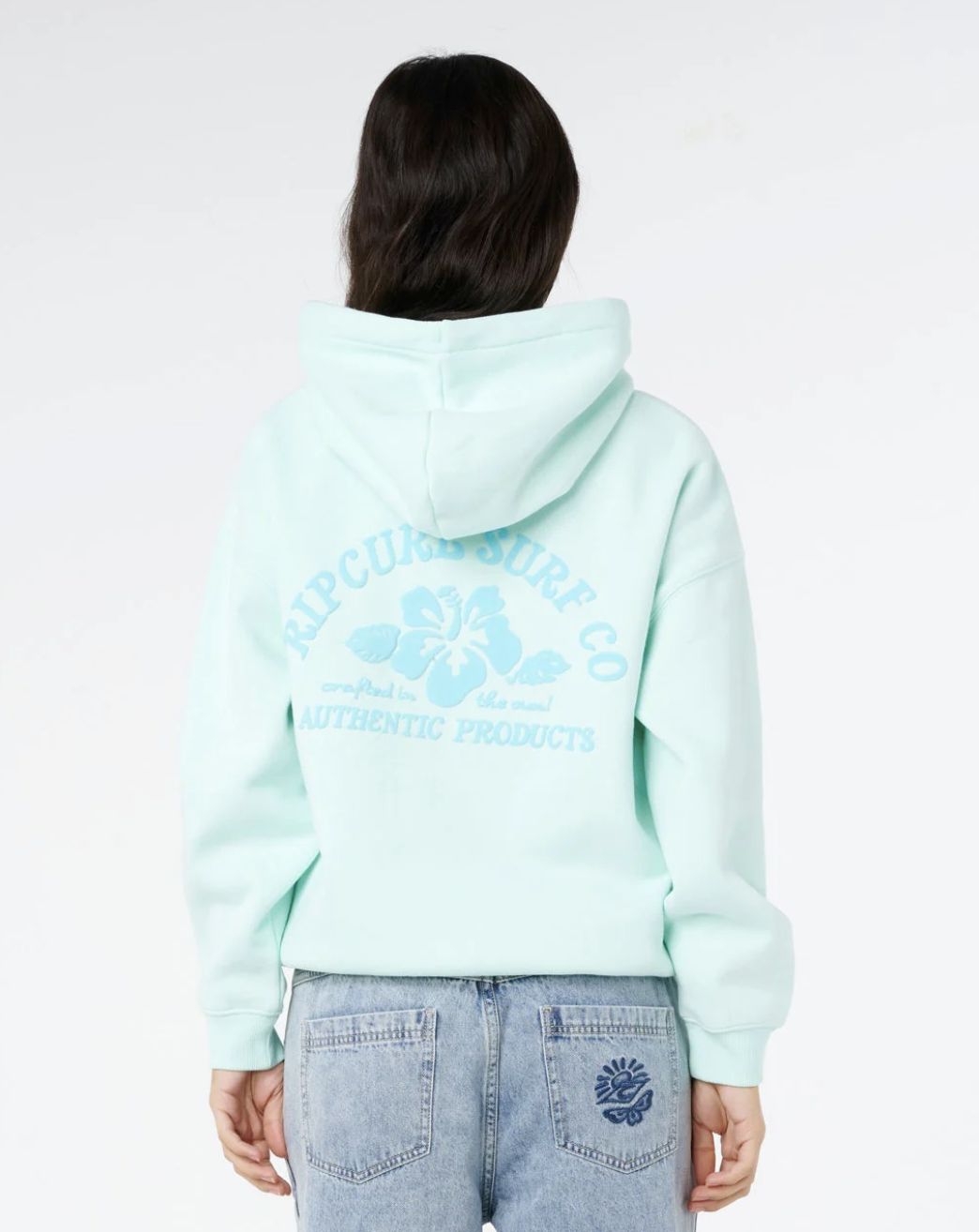 RIPCURL WOMENS SURF PUFF HERITAGE HOOD P/P - LIGHT BLUE