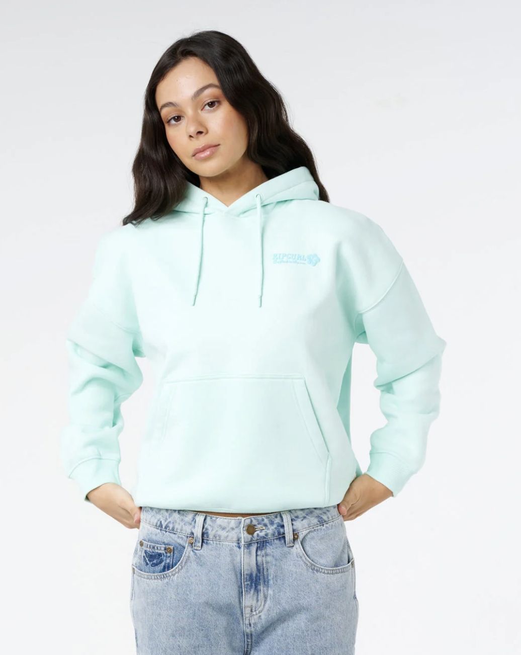RIPCURL WOMENS SURF PUFF HERITAGE HOOD P/P - LIGHT BLUE