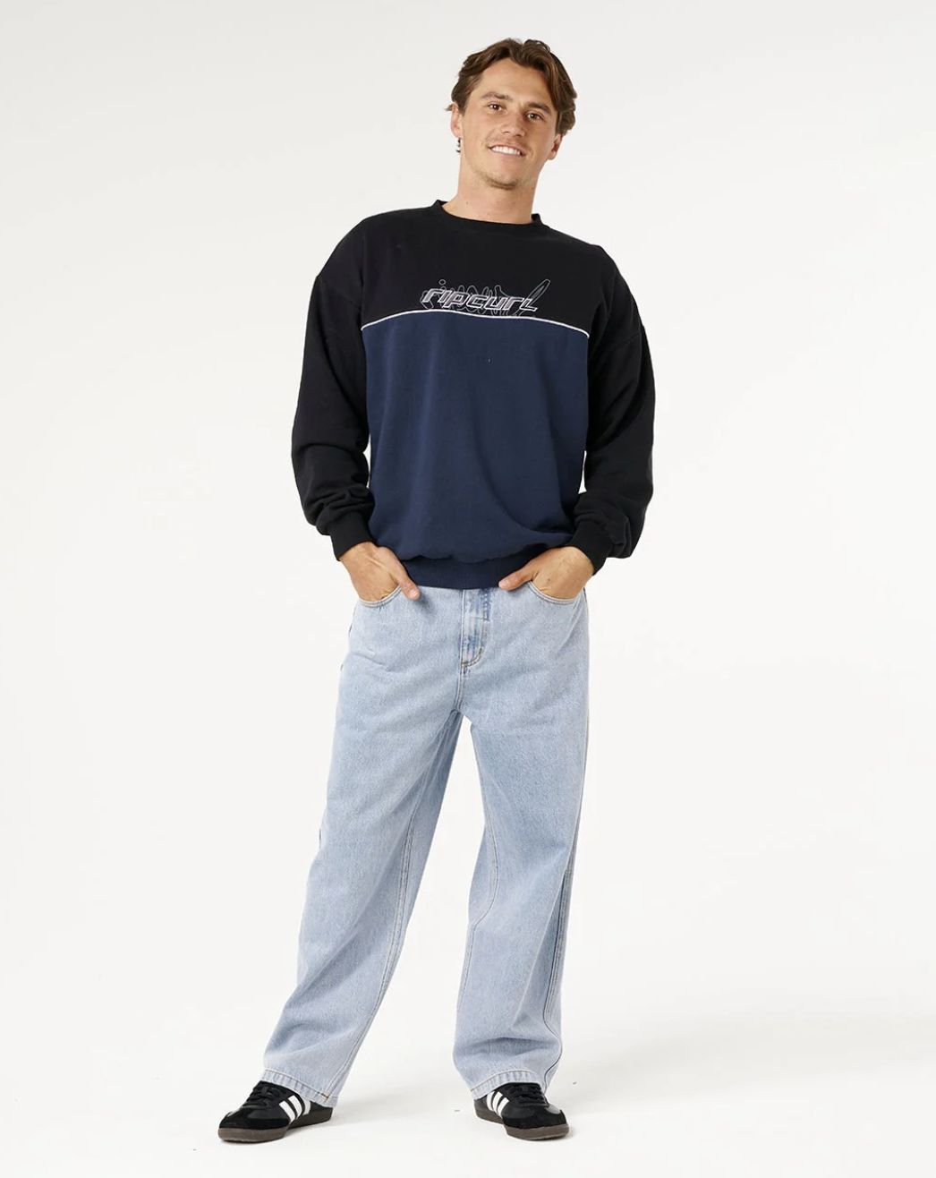 RIPCURL MENS PANEL BEATER CREW - BLACK