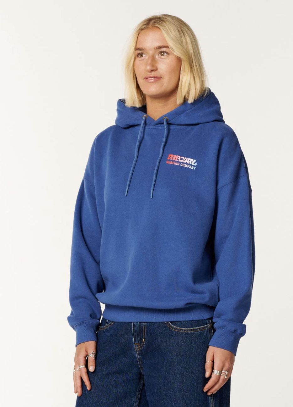 RIPCURL WOMENS SURF PUFF HERITAGE HOOD - NAVY/RED