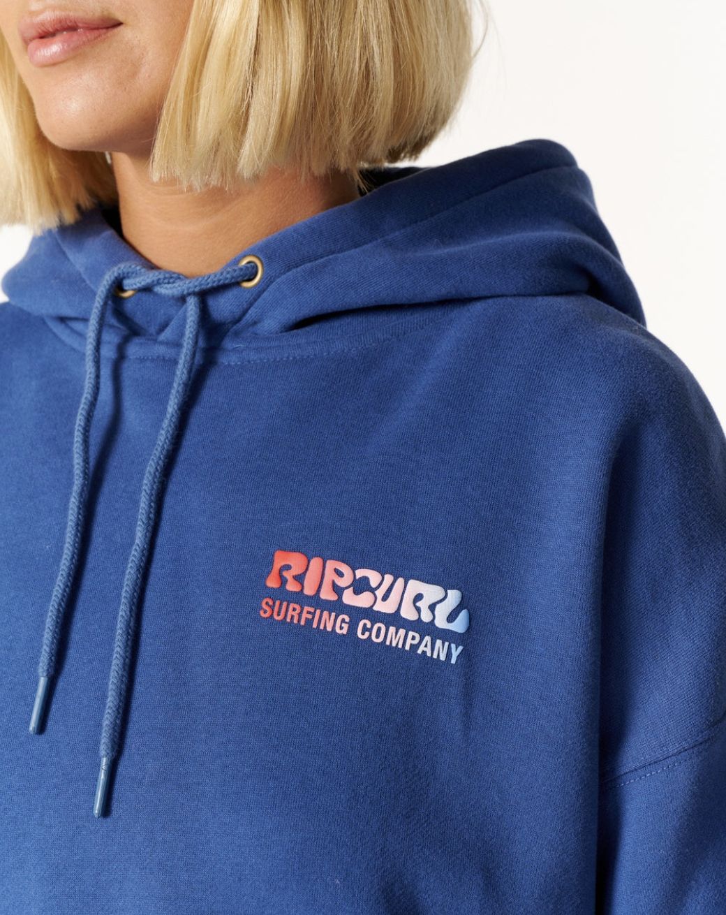 RIPCURL WOMENS SURF PUFF HERITAGE HOOD - NAVY/RED