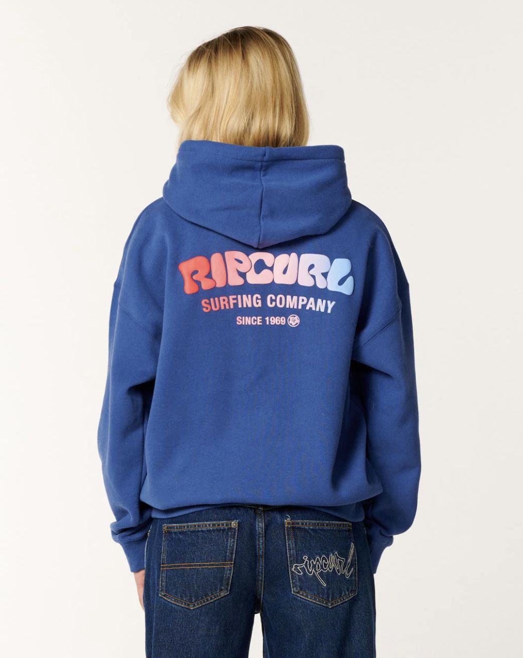 RIPCURL WOMENS SURF PUFF HERITAGE HOOD - NAVY/RED