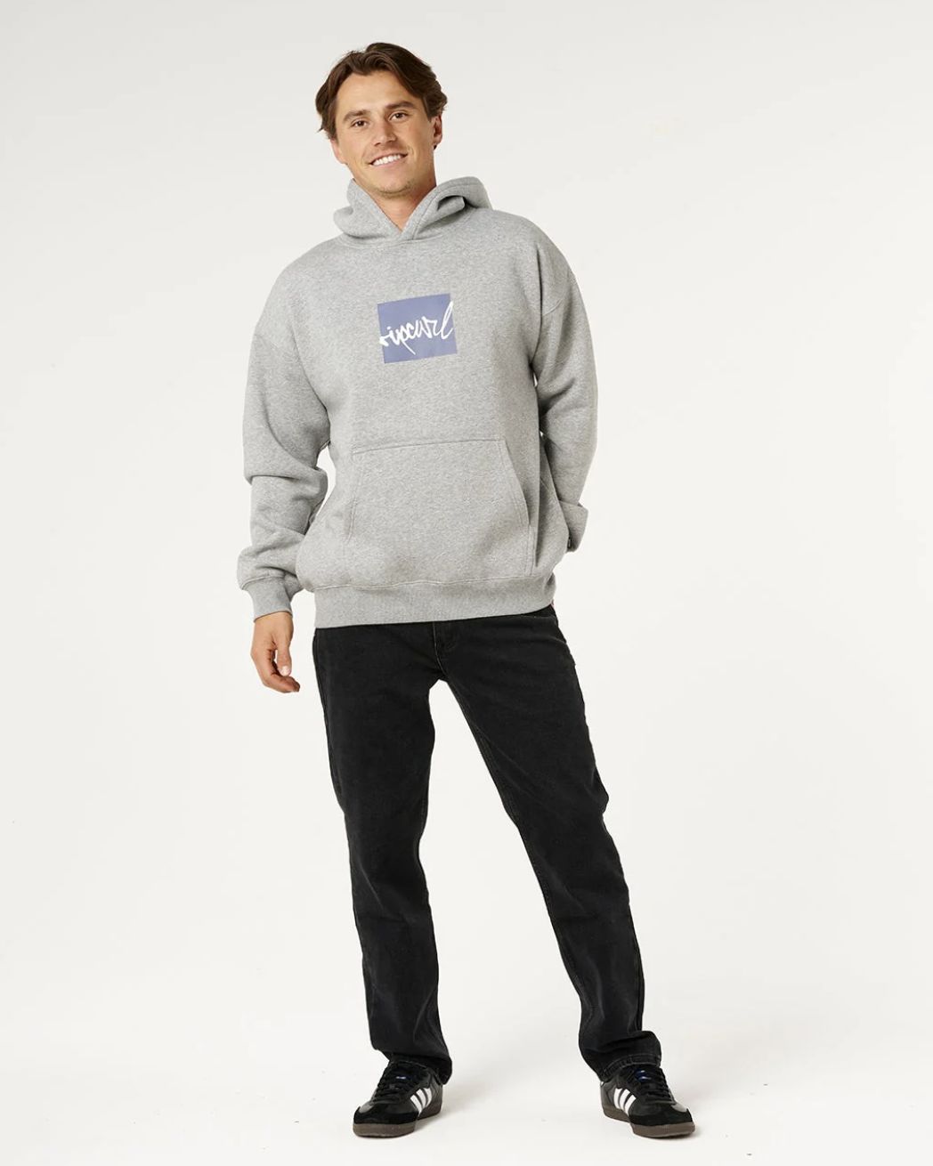 RIPCURL MENS RIP SCRIPT ICON HOOD - GREY MARLE